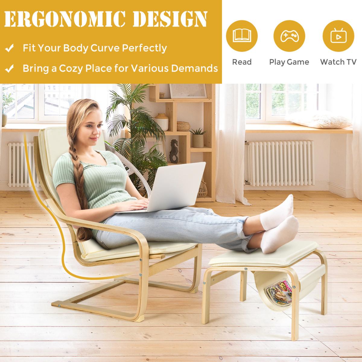 Ergonomic Modern Accent Armchair - White – image 5
