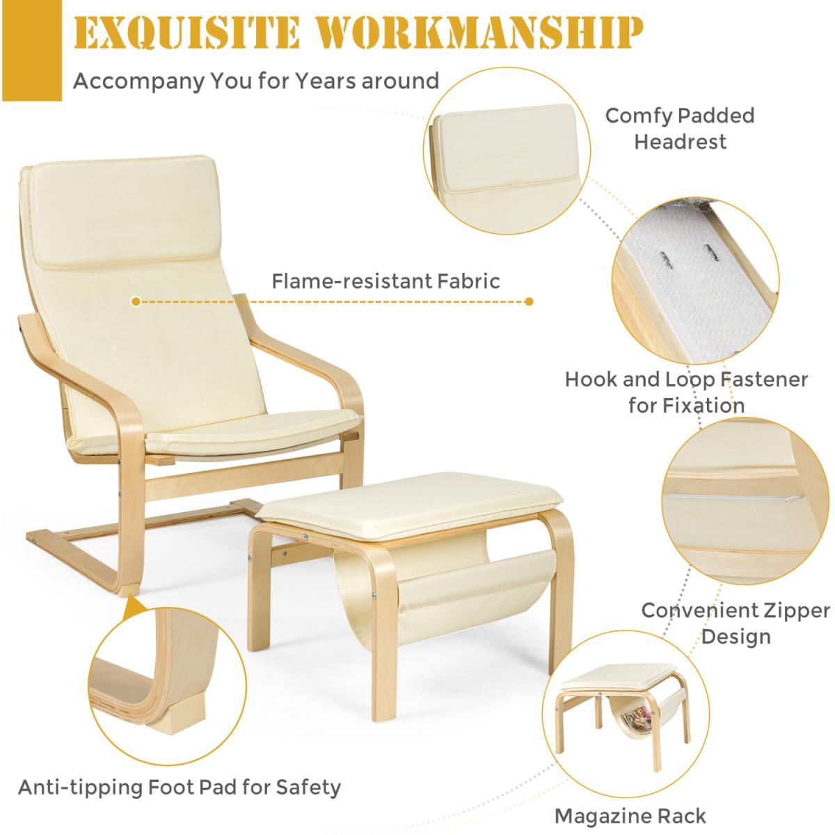 Ergonomic Modern Accent Armchair - White – image 6
