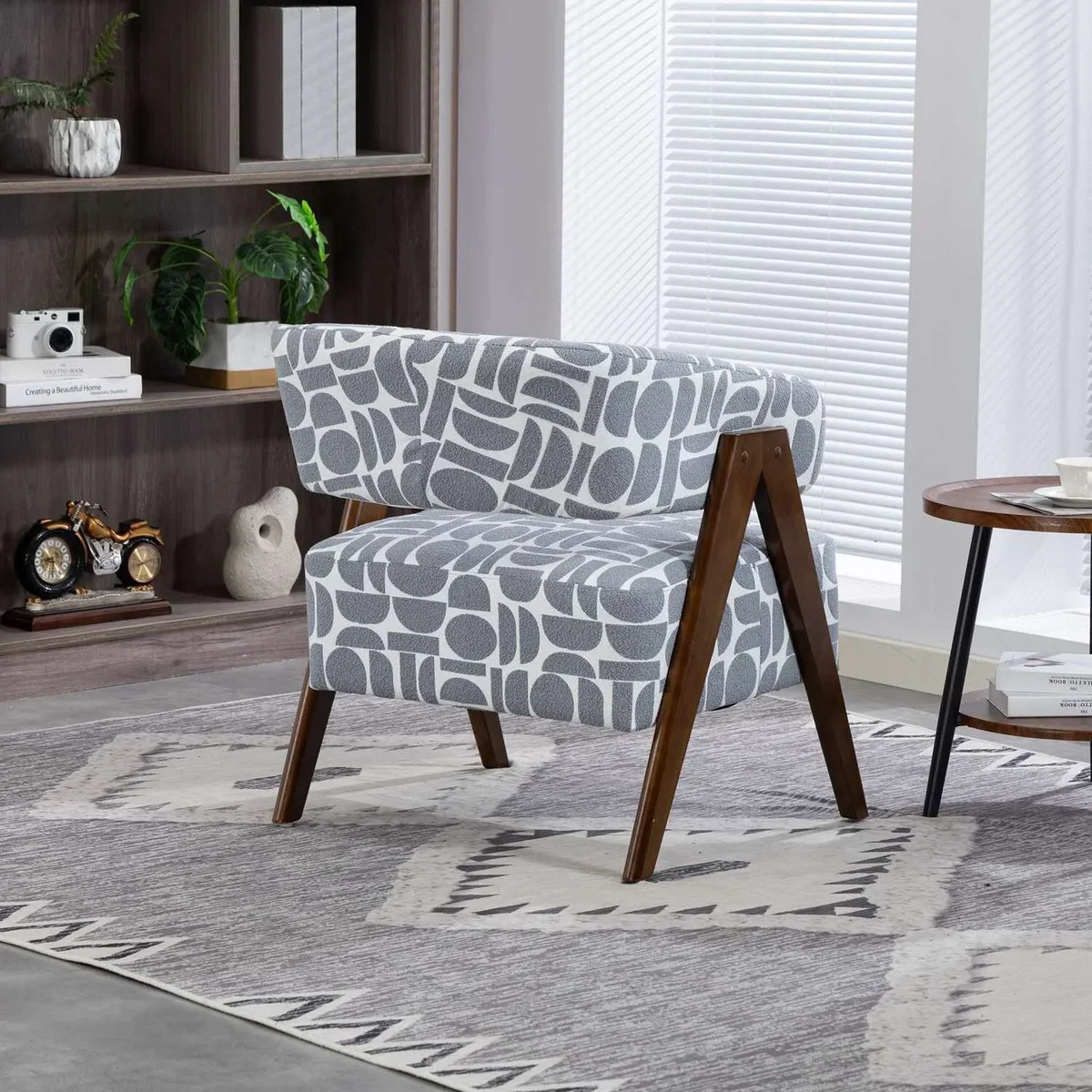 WestWood Fabric Tub Chair Armchair for Small Spaces Padded Seat Grey - White – image 11