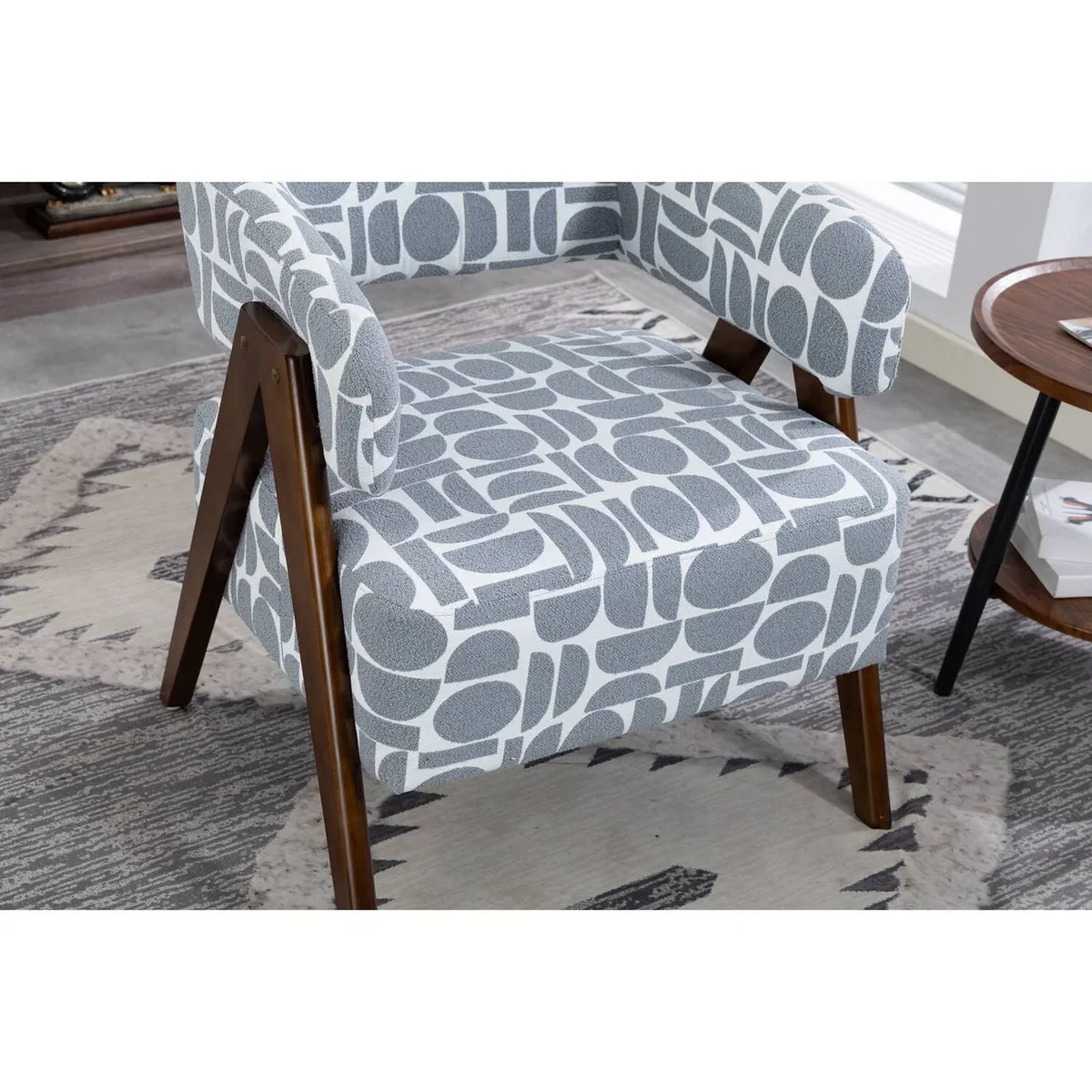 WestWood Fabric Tub Chair Armchair for Small Spaces Padded Seat Grey - White – image 14