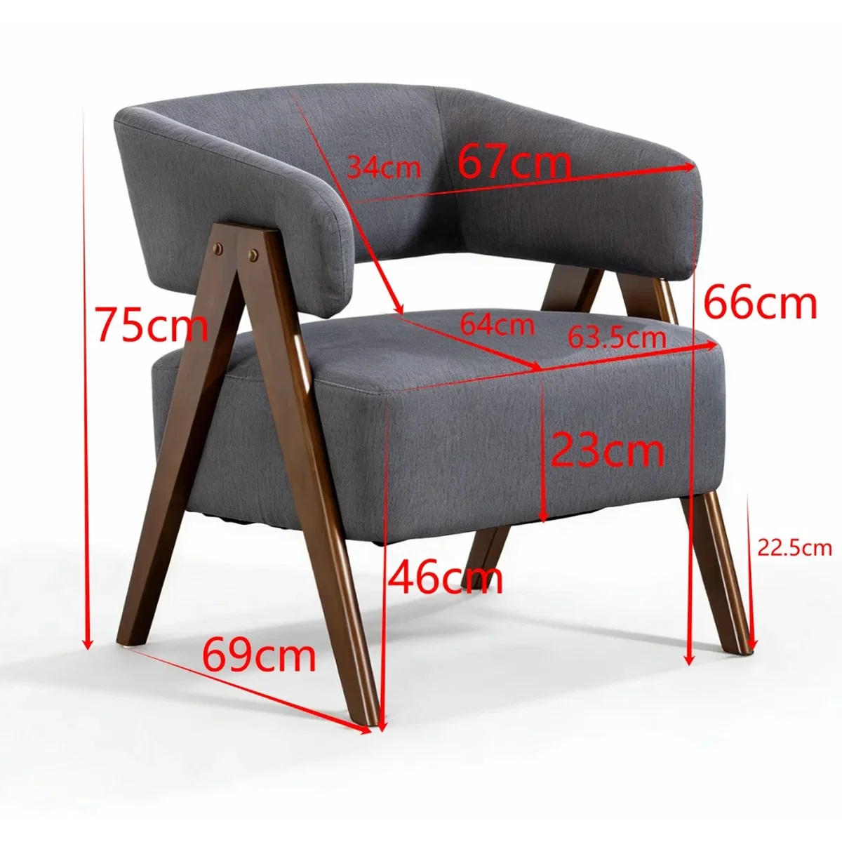 WestWood Fabric Tub Chair Armchair for Small Spaces Padded Seat Grey - White – image 9