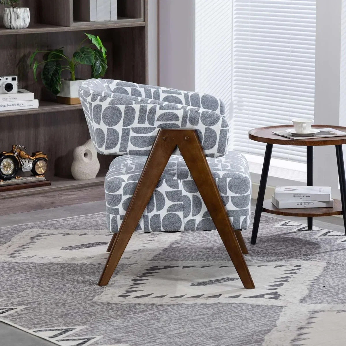 WestWood Fabric Tub Chair Armchair for Small Spaces Padded Seat Grey - White – image 10