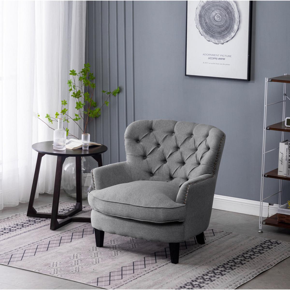 Linen Club Chair - Grey – image 7