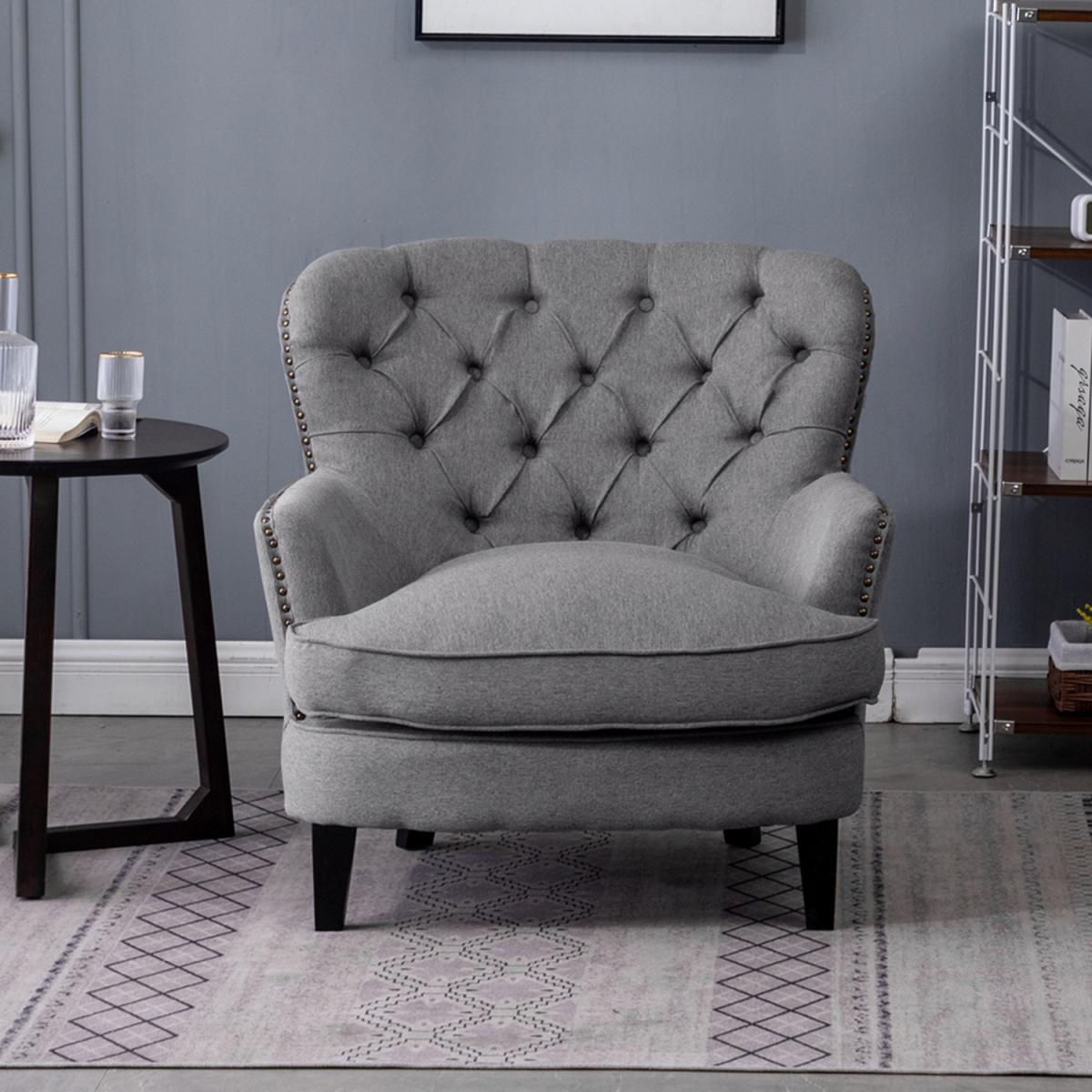 Linen Club Chair - Grey – image 9