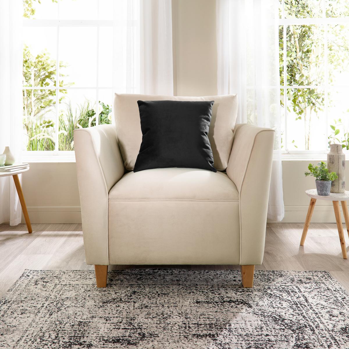 Ellie Armchair in Brushed Velvet - Cream
