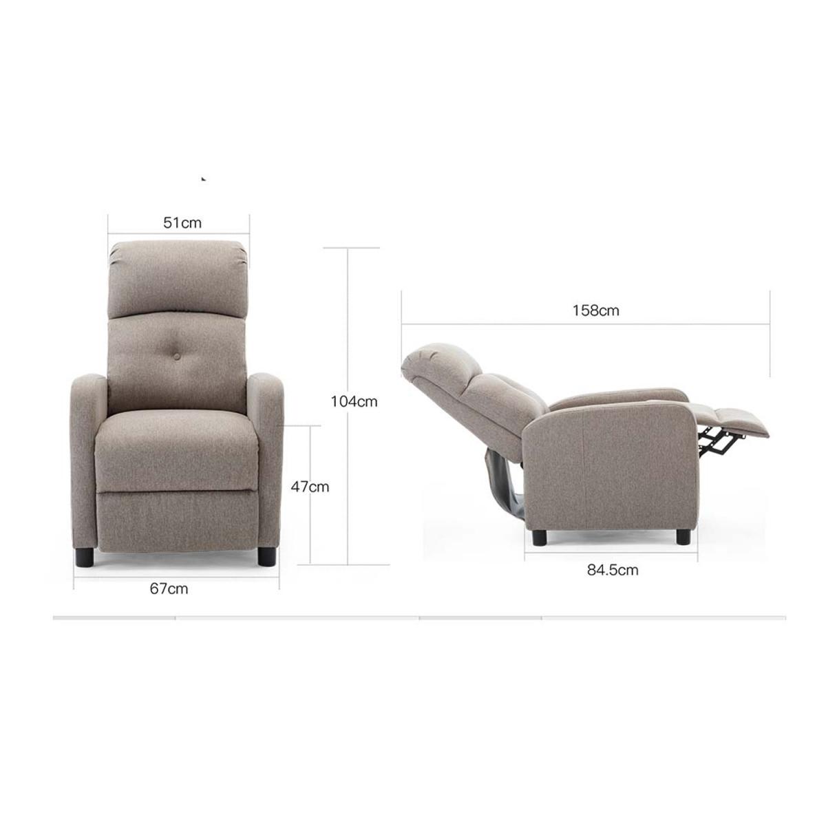 Milton Modern Fabric Pushback Recliner Armchair - Pumice – image 2