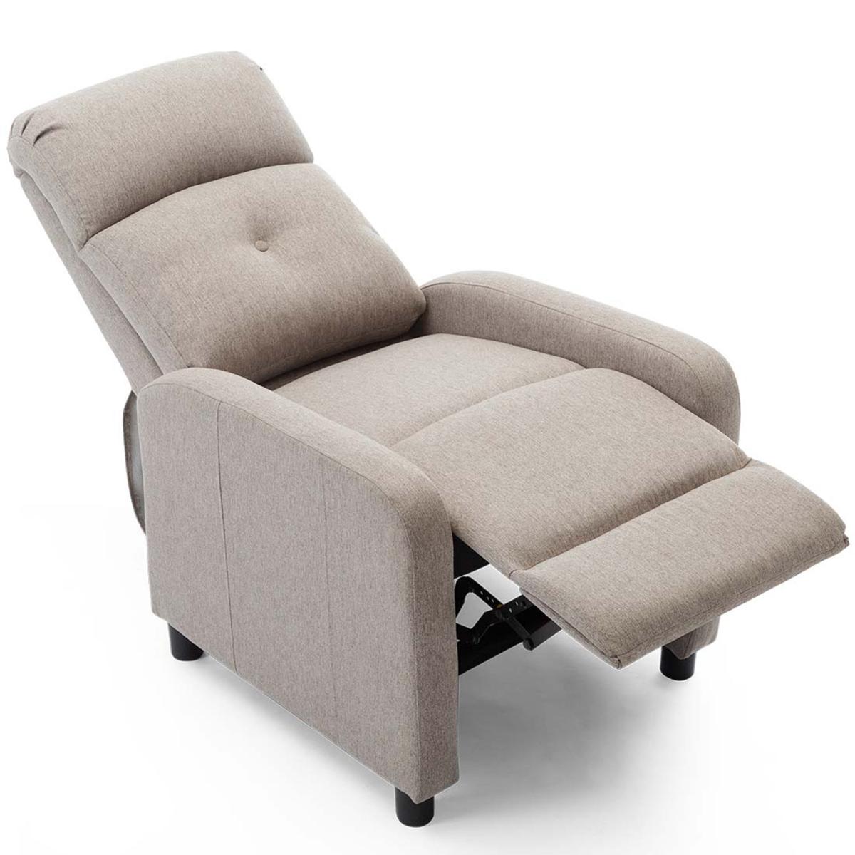 Milton Modern Fabric Pushback Recliner Armchair - Pumice – image 8