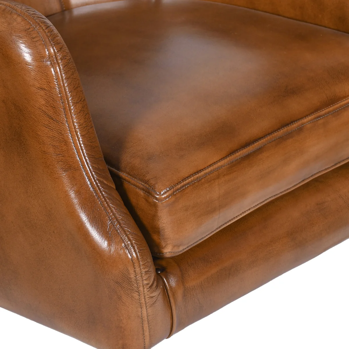 Tan Brown Real Genuine Hide Leather Wingback Armchair - Brown – image 6