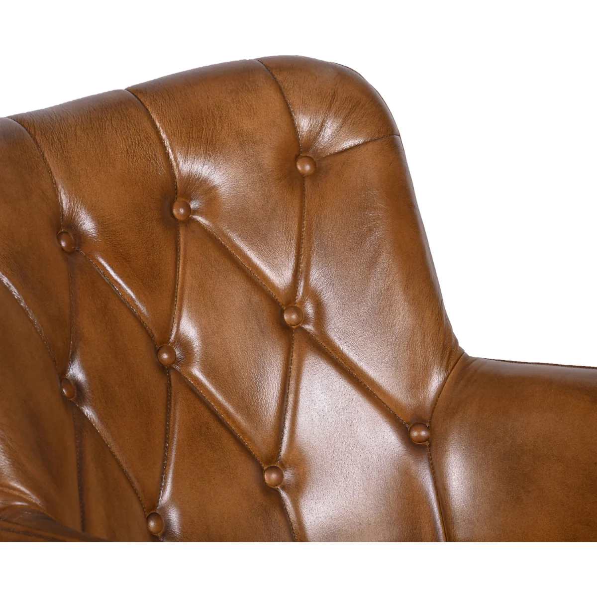 Tan Brown Real Genuine Hide Leather Wingback Armchair - Brown – image 1