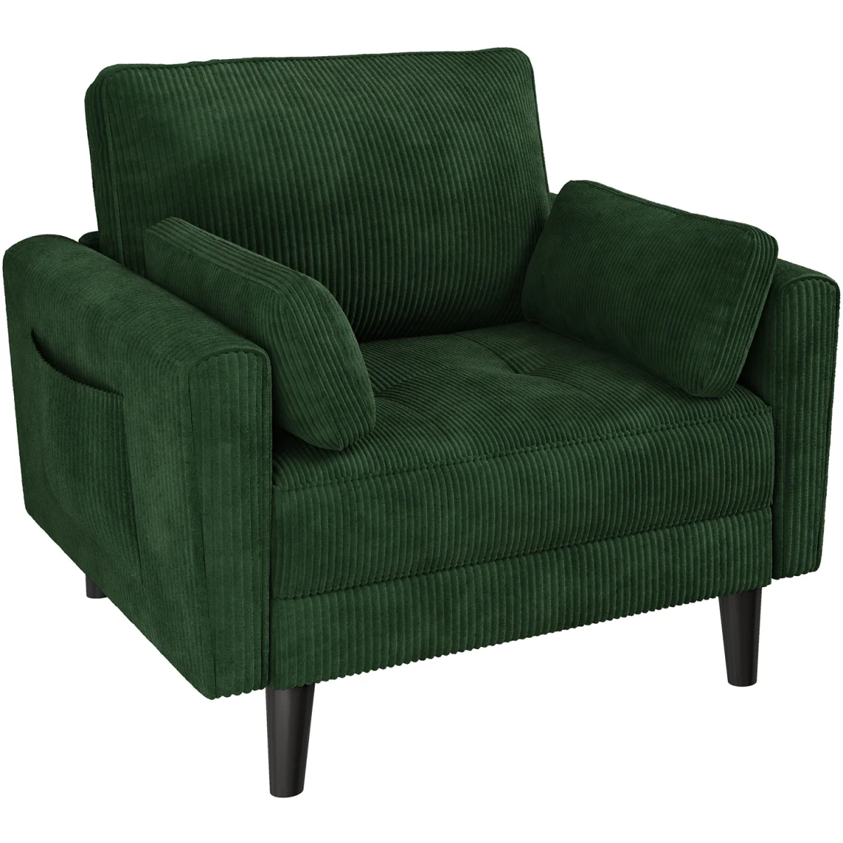 Yaheetech Upholstered Armchair Sofa Chair with 2 Pillows - Green – image 2