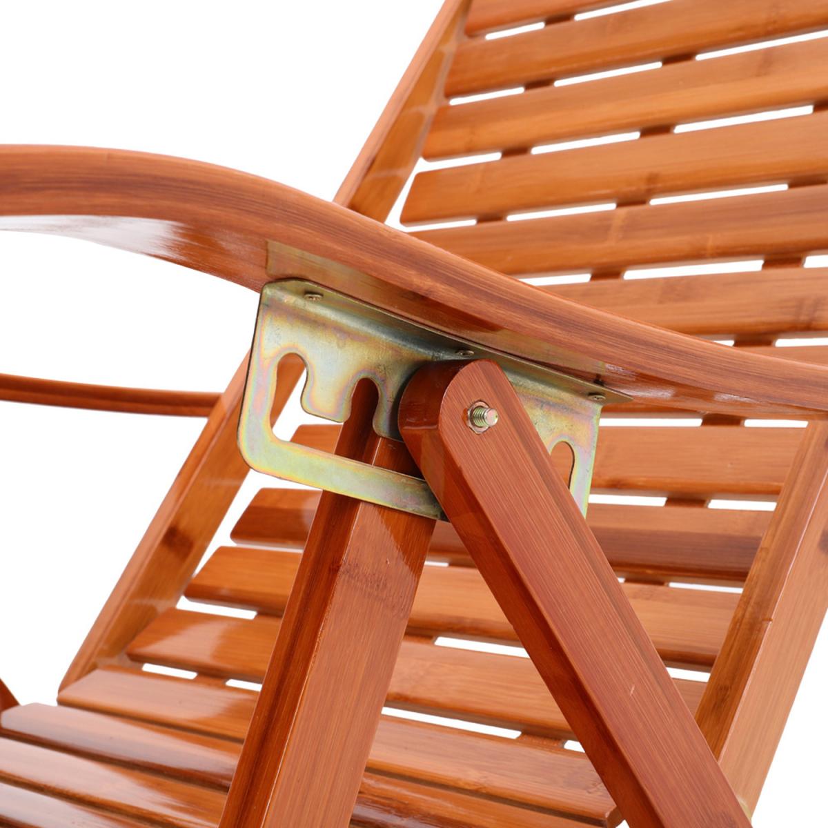 Outdoor Bamboo Deck Chair Foldable Sun Lounger Recliner Armchair Balcony - Brown – image 5