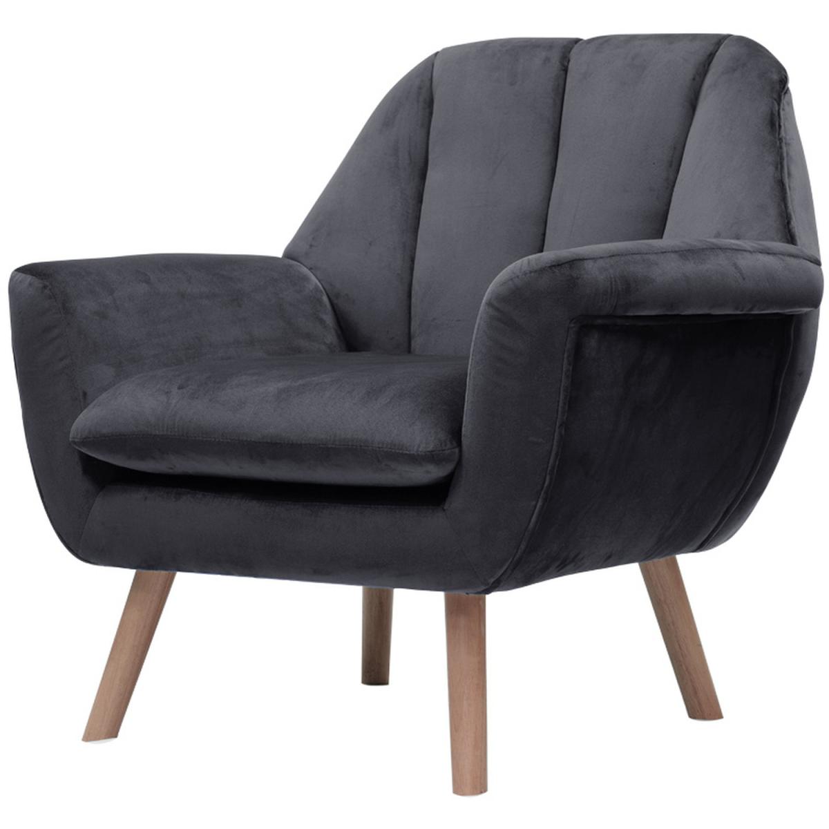 Velvet Lounge Armchair - Grey – image 2