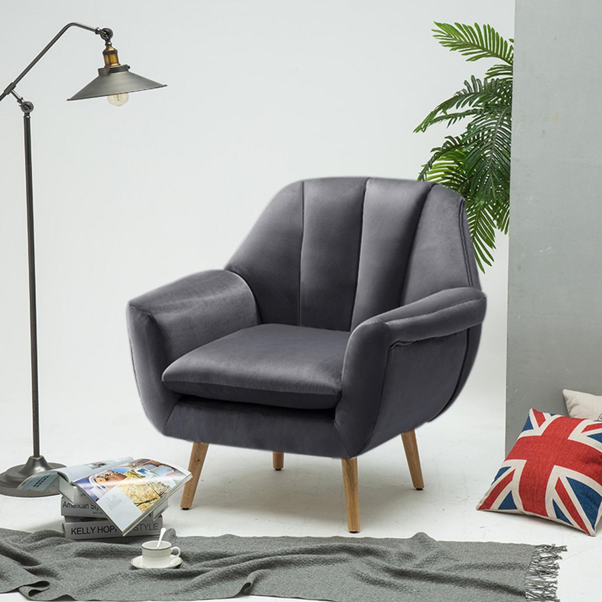Velvet Lounge Armchair - Grey – image 11