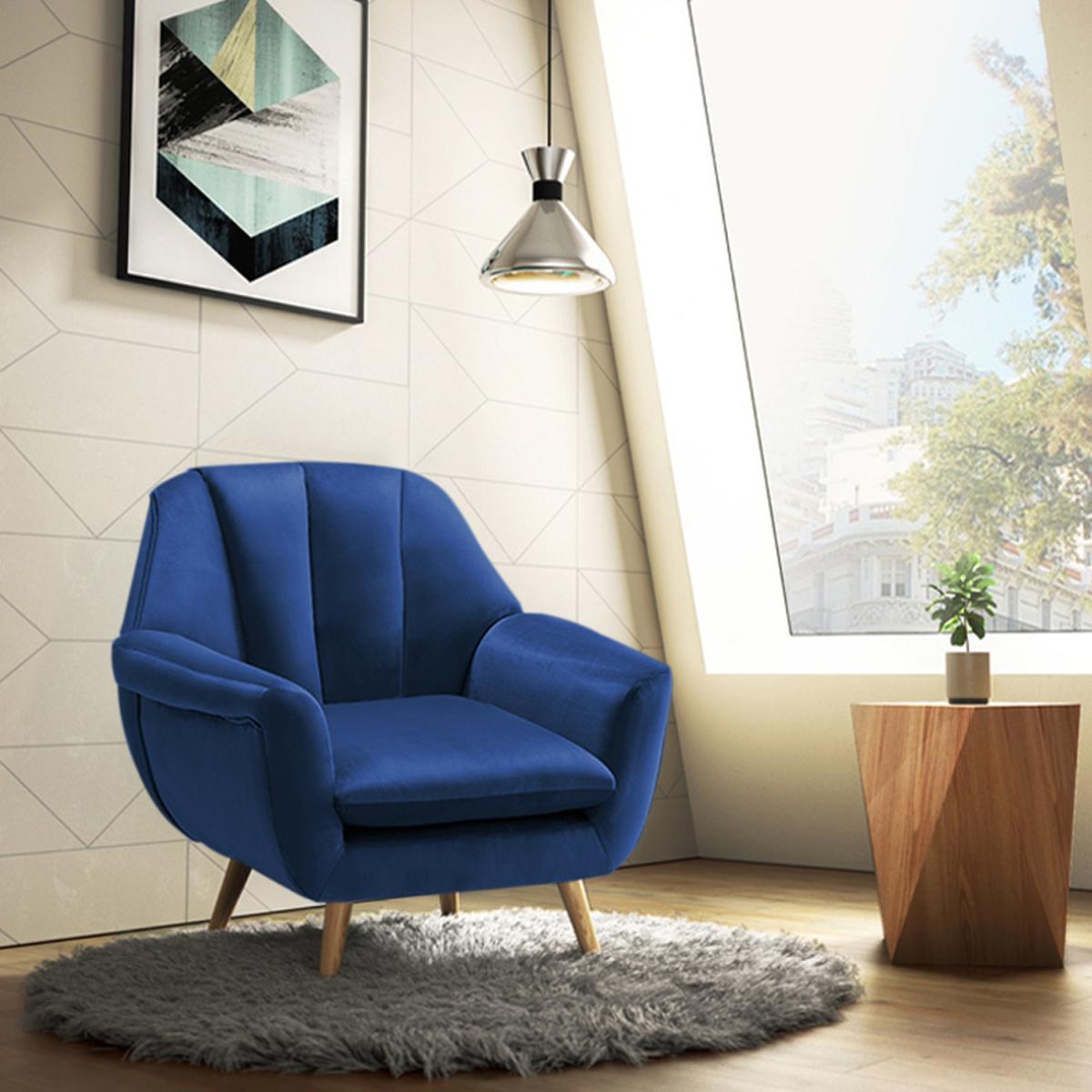 Velvet Lounge Armchair - Grey – image 12