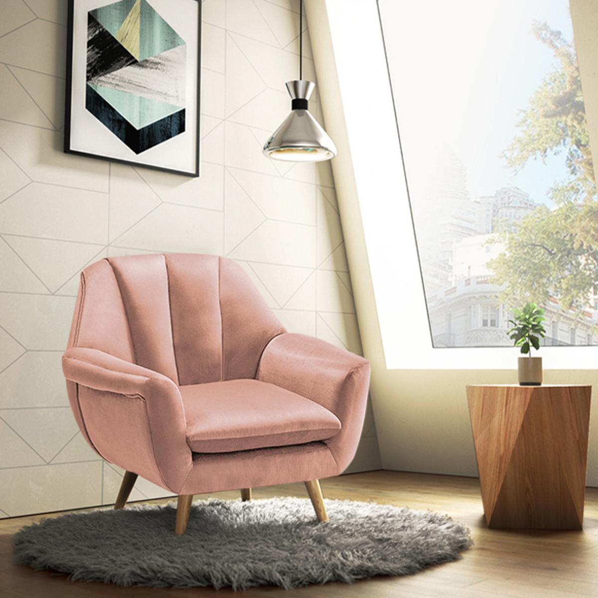 Velvet Lounge Armchair - Grey – image 19