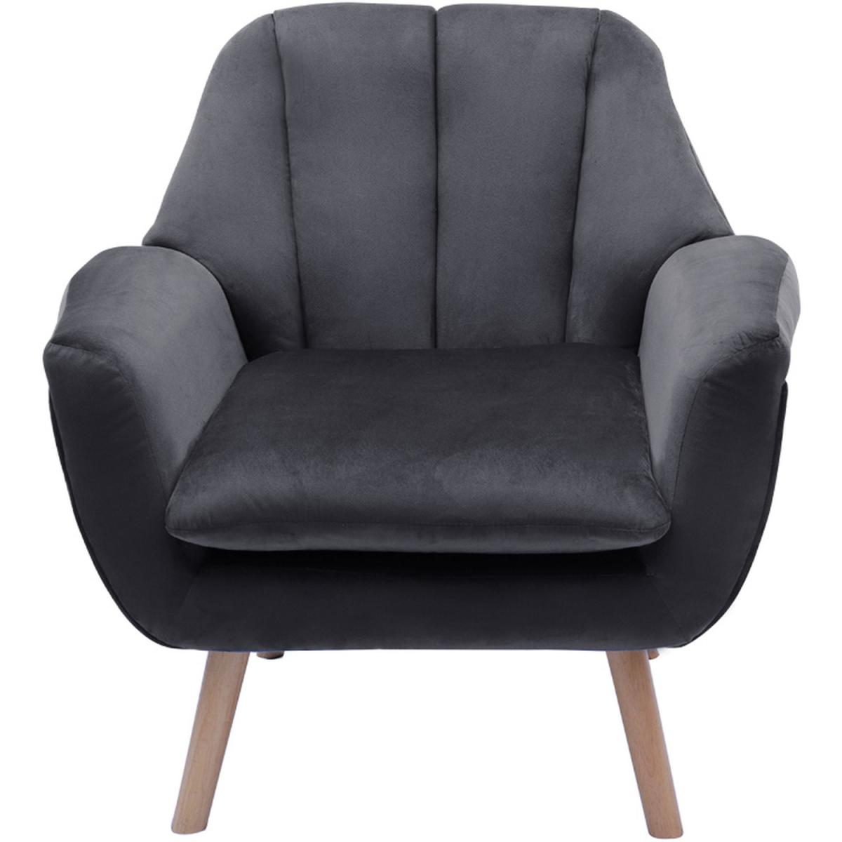 Velvet Lounge Armchair - Grey – image 4