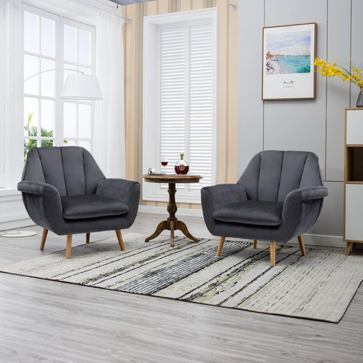 Velvet Lounge Armchair - Grey – image 6