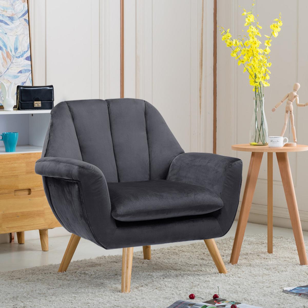 Velvet Lounge Armchair - Grey – image 7