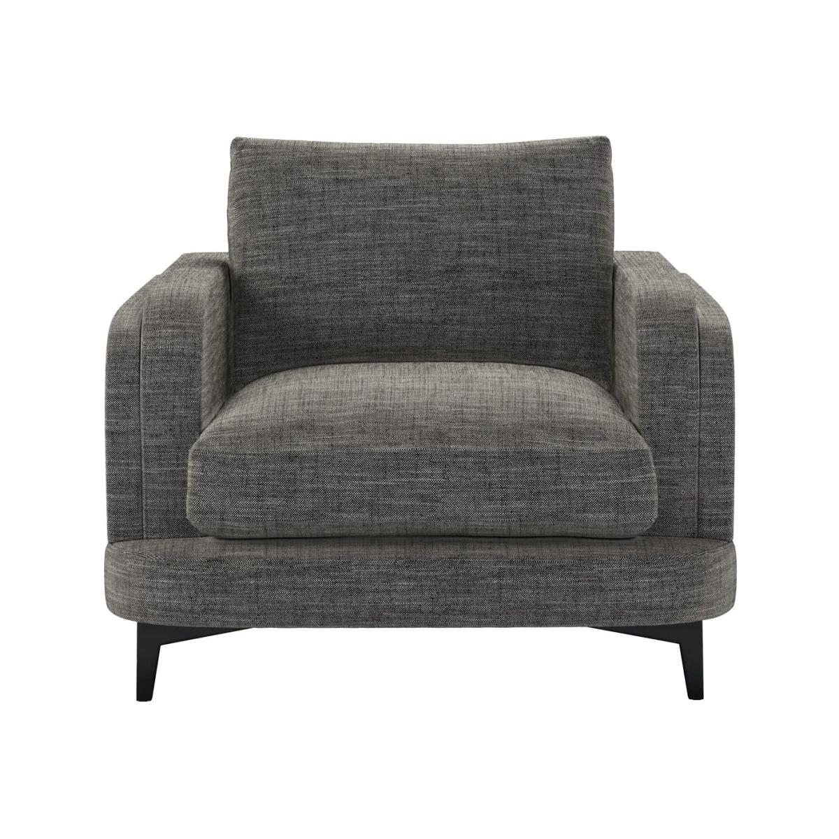 Boston Curved Arm Armchair in Liquorice Baylee Multi-Tone Viscose Linen – image 1