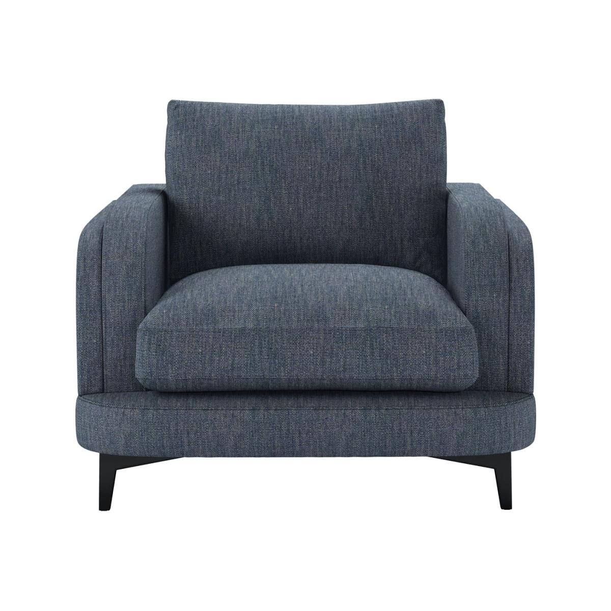 Boston Curved Arm Armchair in Azure Florence Textured Weave – image 1