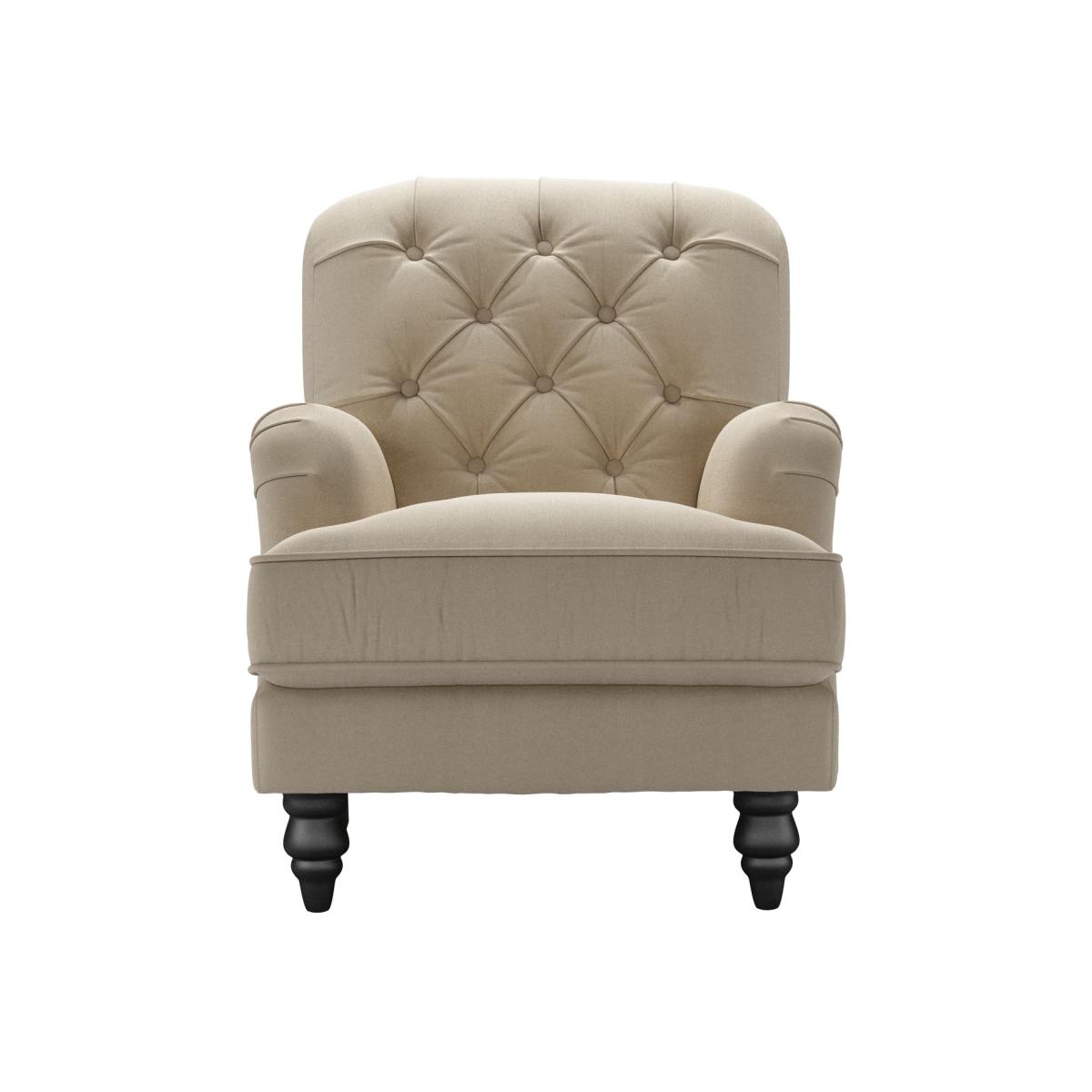 Snowdrop Button Back Small Armchair in Pennine Stone Organic Smart Cotton – image 1