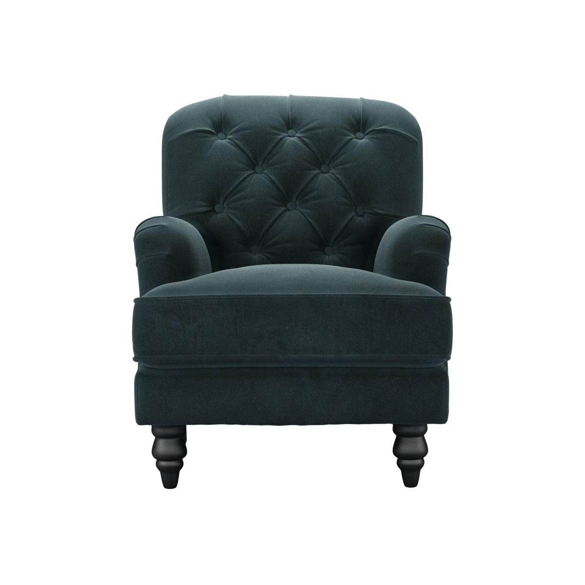 Snowdrop Button Back Small Armchair in Deep Forest Aquaclean Clever Velvet – image 1