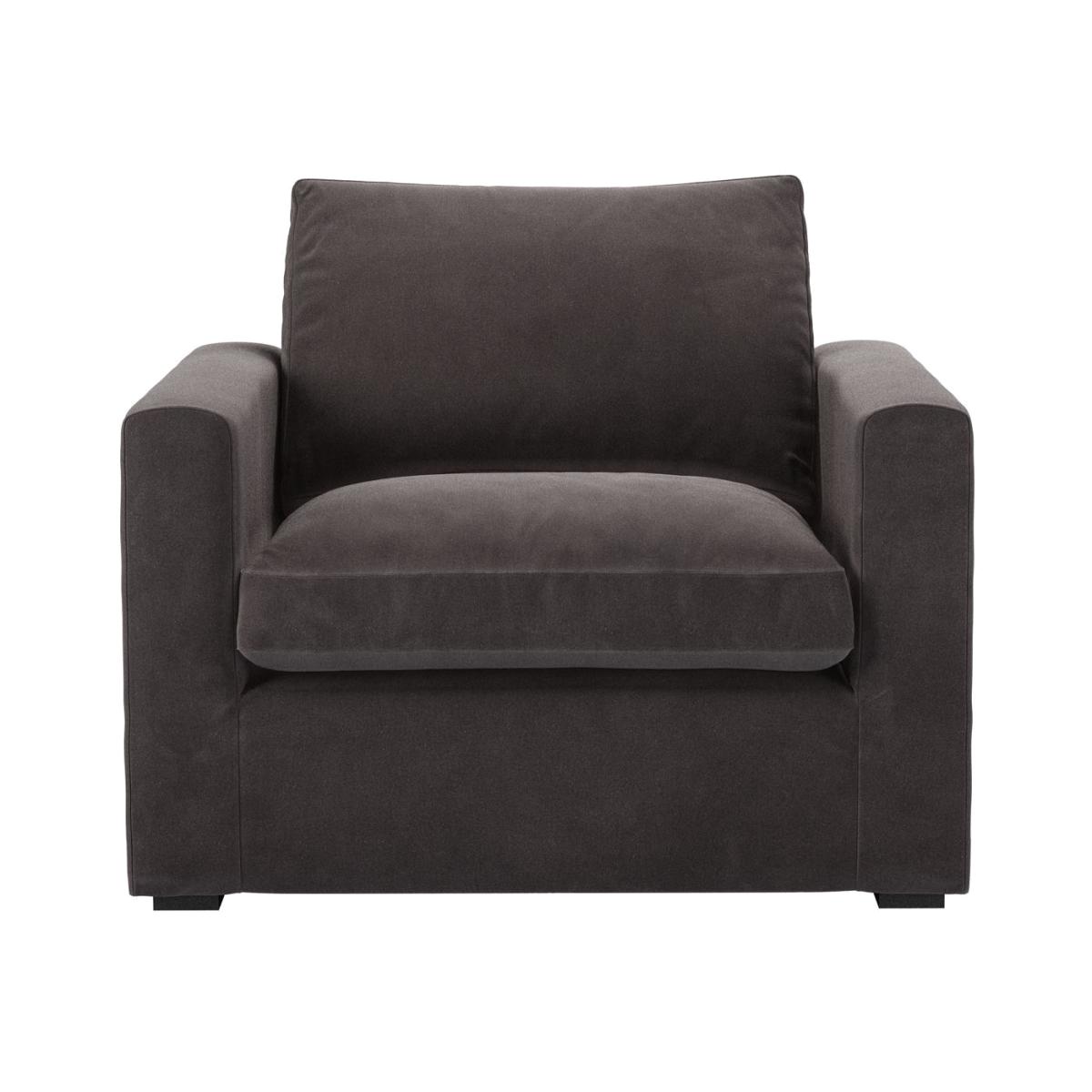 Long Island Slim Small Armchair in Shale Aquaclean Clever Velvet – image 1