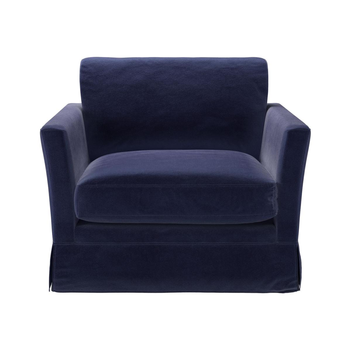 Otto Armchair in Prussian Blue Cotton Matt Velvet – image 1