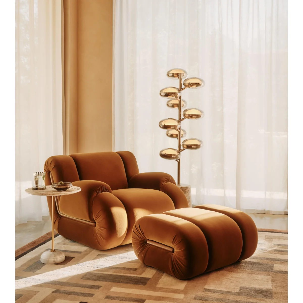 Umbria Armchair, Velvet, Mustard, UK – image 4