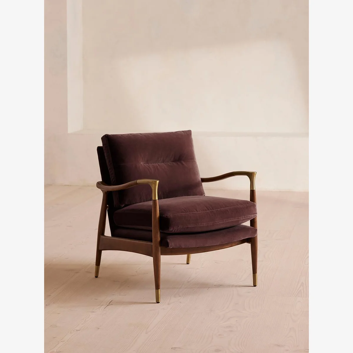 Theodore Armchair, Velvet, Aubergine, UK – image 1