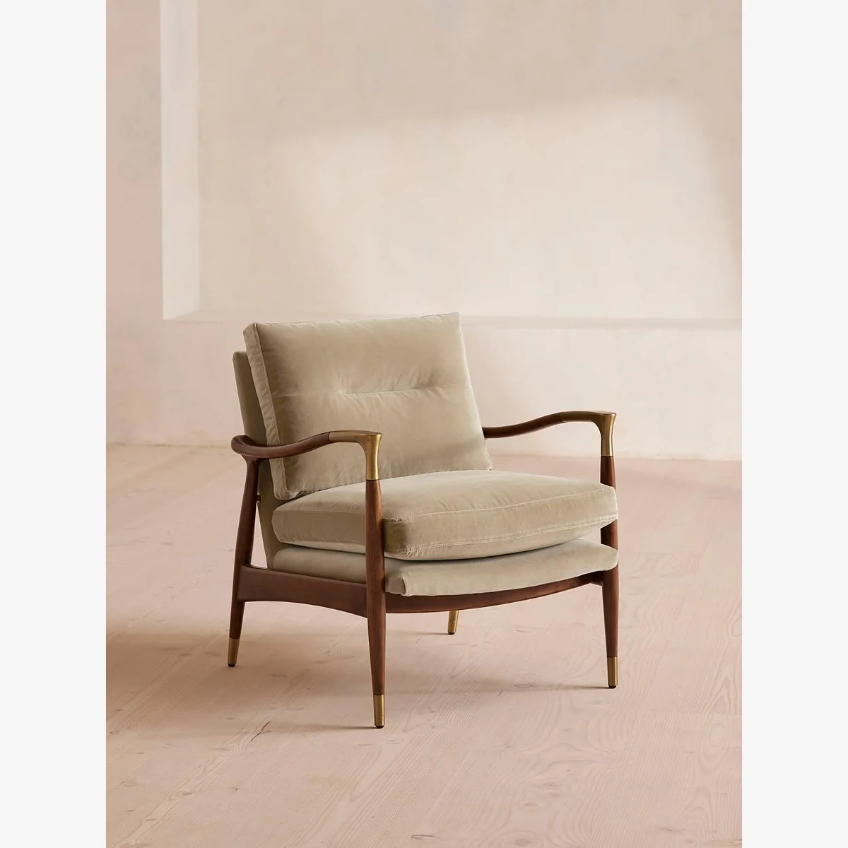 Theodore Armchair, Velvet, Oyster, UK – image 1