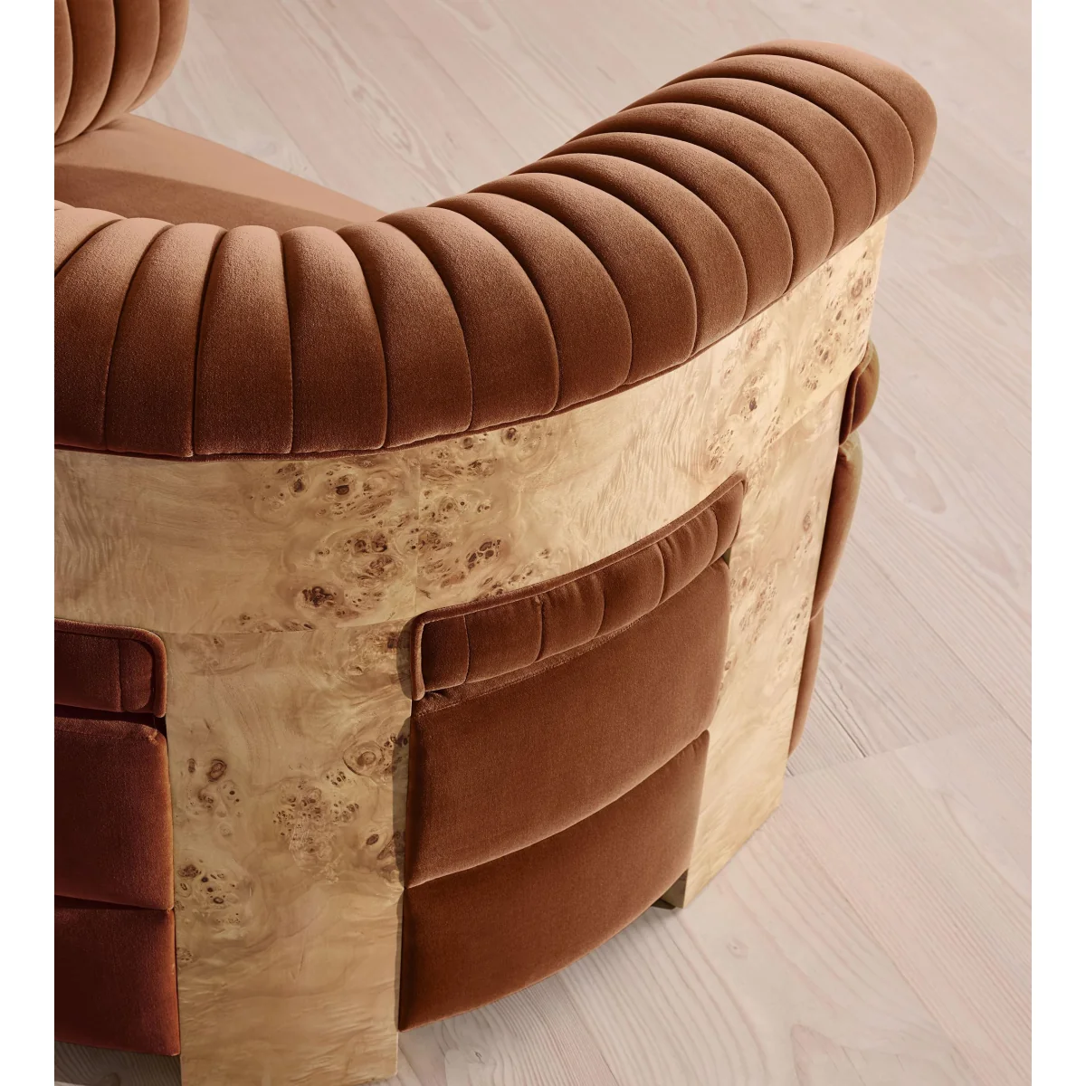 Caleb Armchair, Blonde Burl, Velvet, Cinnamon, UK – image 6