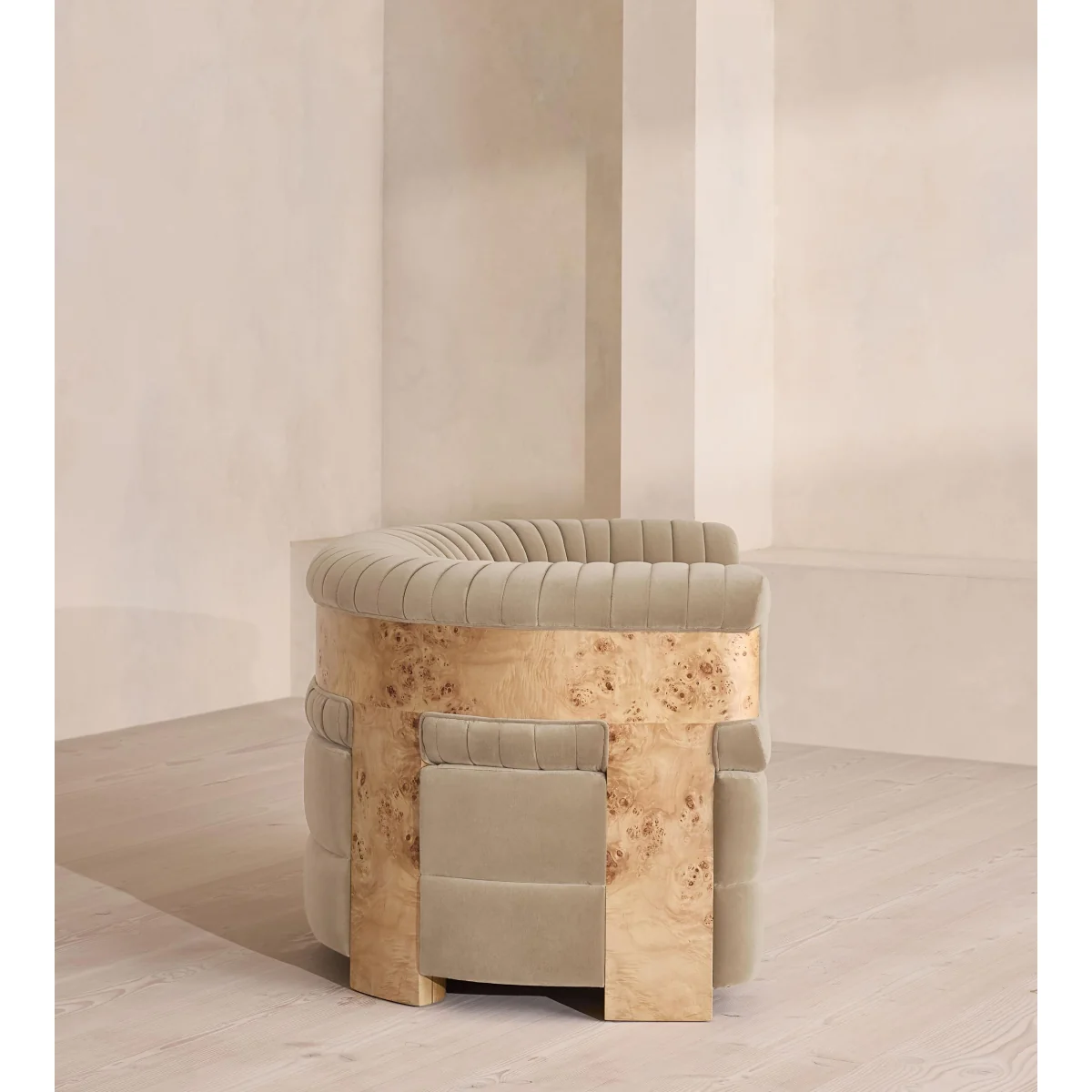 Caleb Armchair, Blonde Burl, Velvet, Oyster, UK – image 4