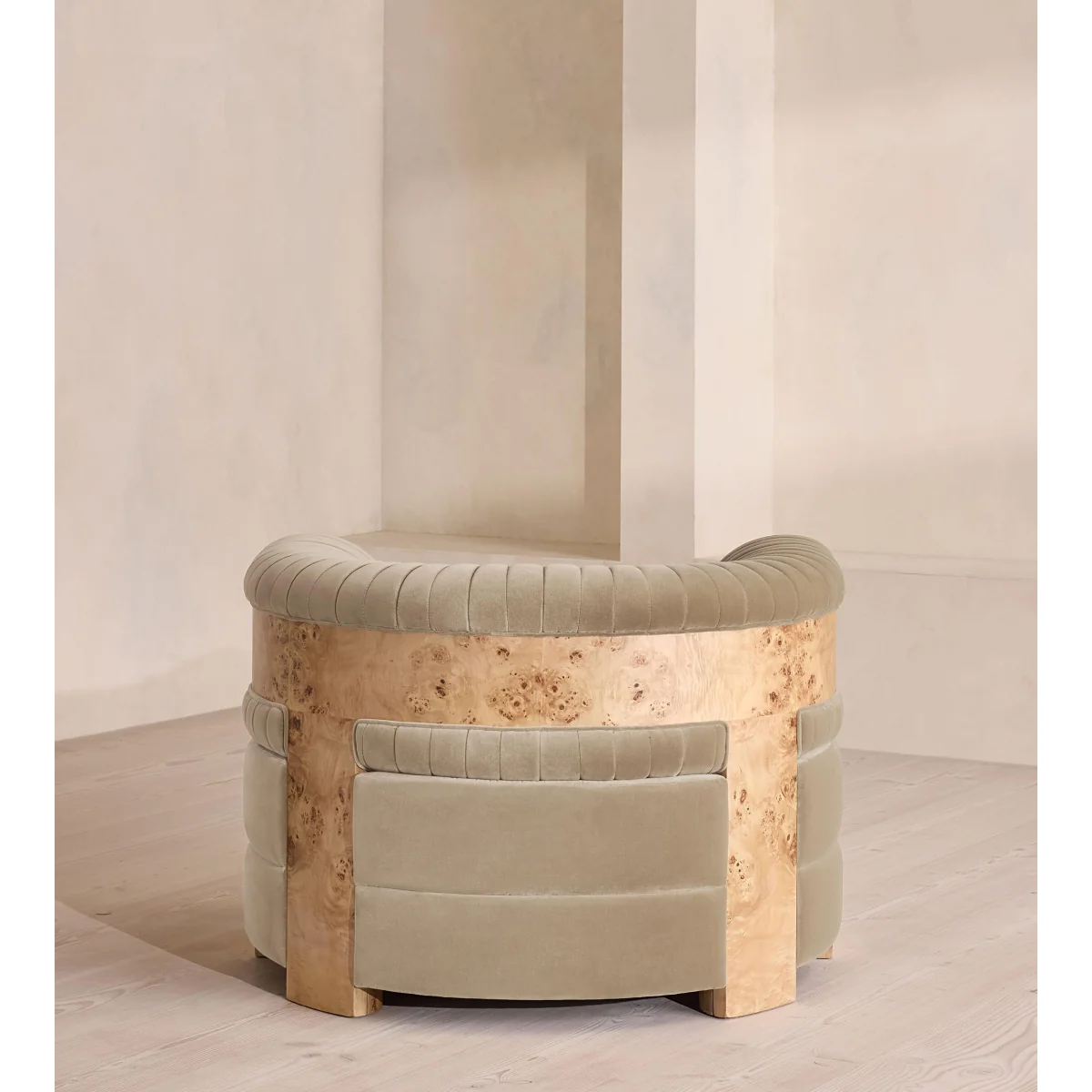 Caleb Armchair, Blonde Burl, Velvet, Oyster, UK – image 5