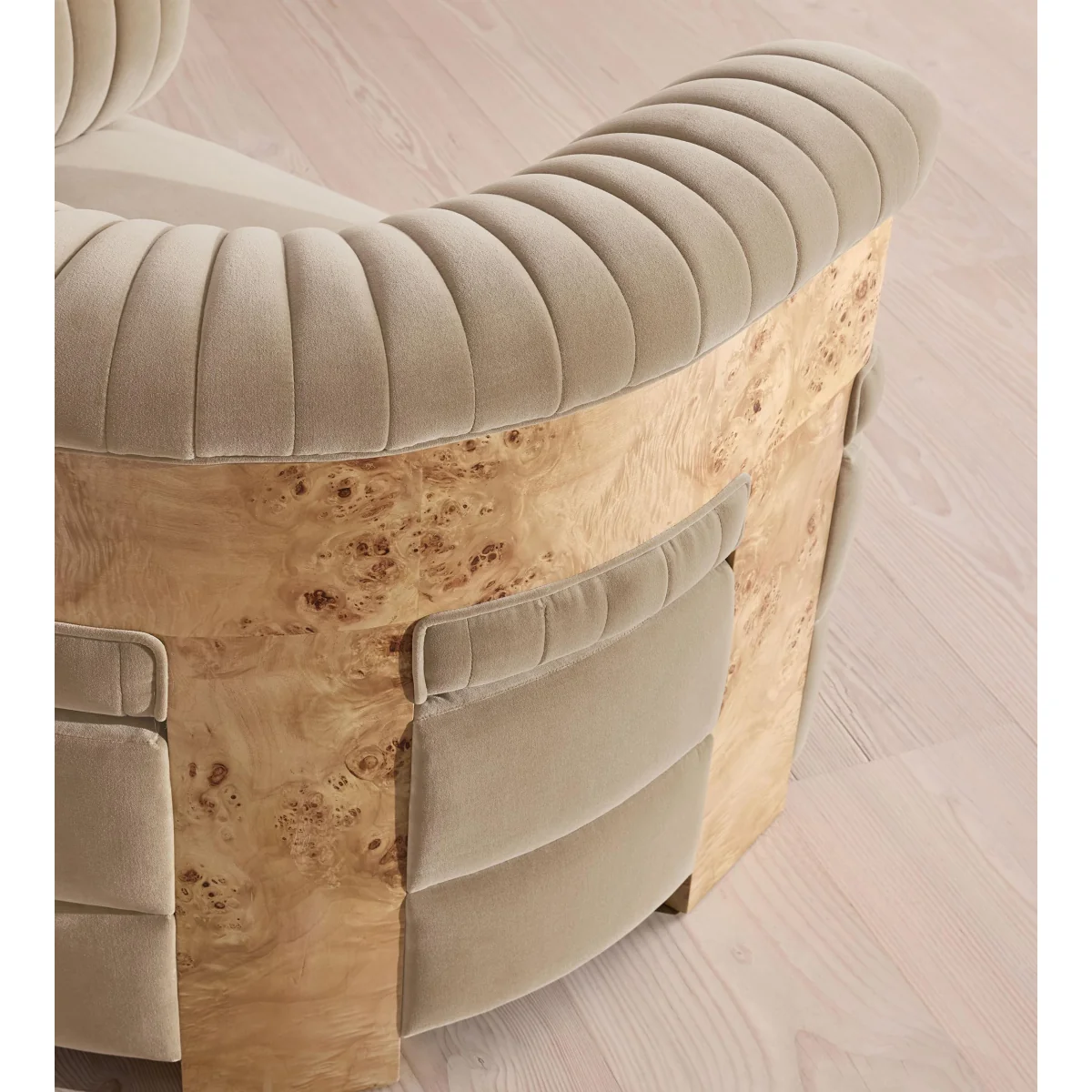Caleb Armchair, Blonde Burl, Velvet, Oyster, UK – image 6