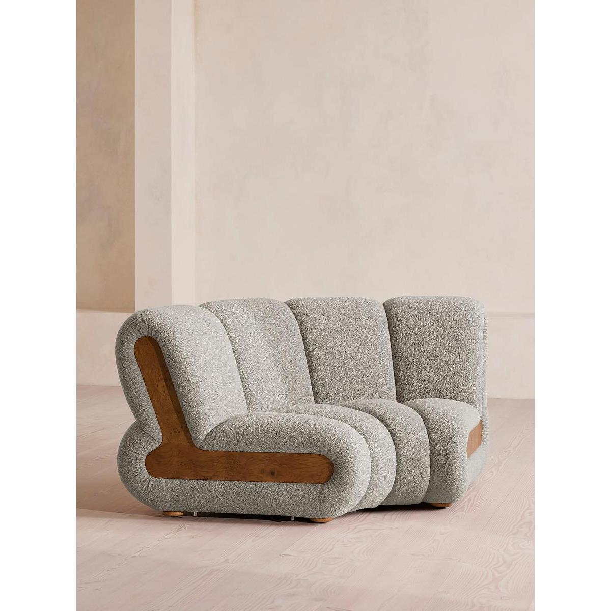 Noelle Modular Curved Armchair, Textured Wool Boucle, Pistachio, – image 2