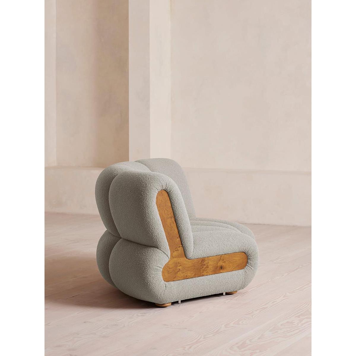 Noelle Modular Curved Armchair, Textured Wool Boucle, Pistachio, – image 3