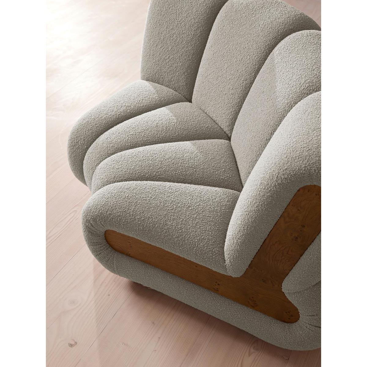 Noelle Modular Curved Armchair, Textured Wool Boucle, Pistachio, – image 5