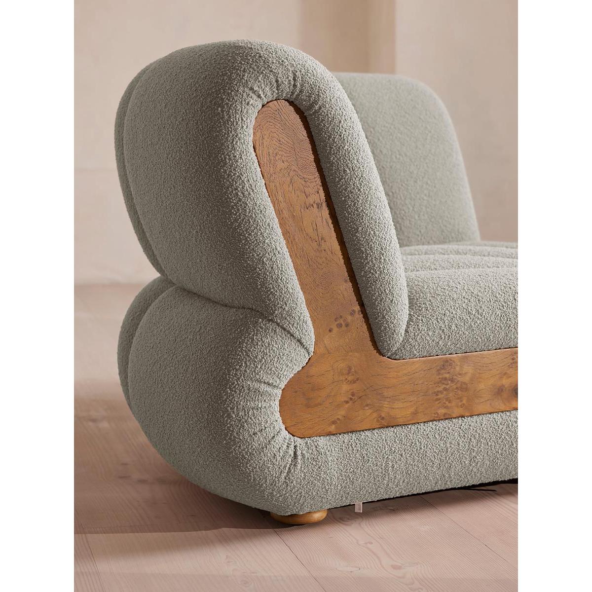 Noelle Modular Curved Armchair, Textured Wool Boucle, Pistachio, – image 6