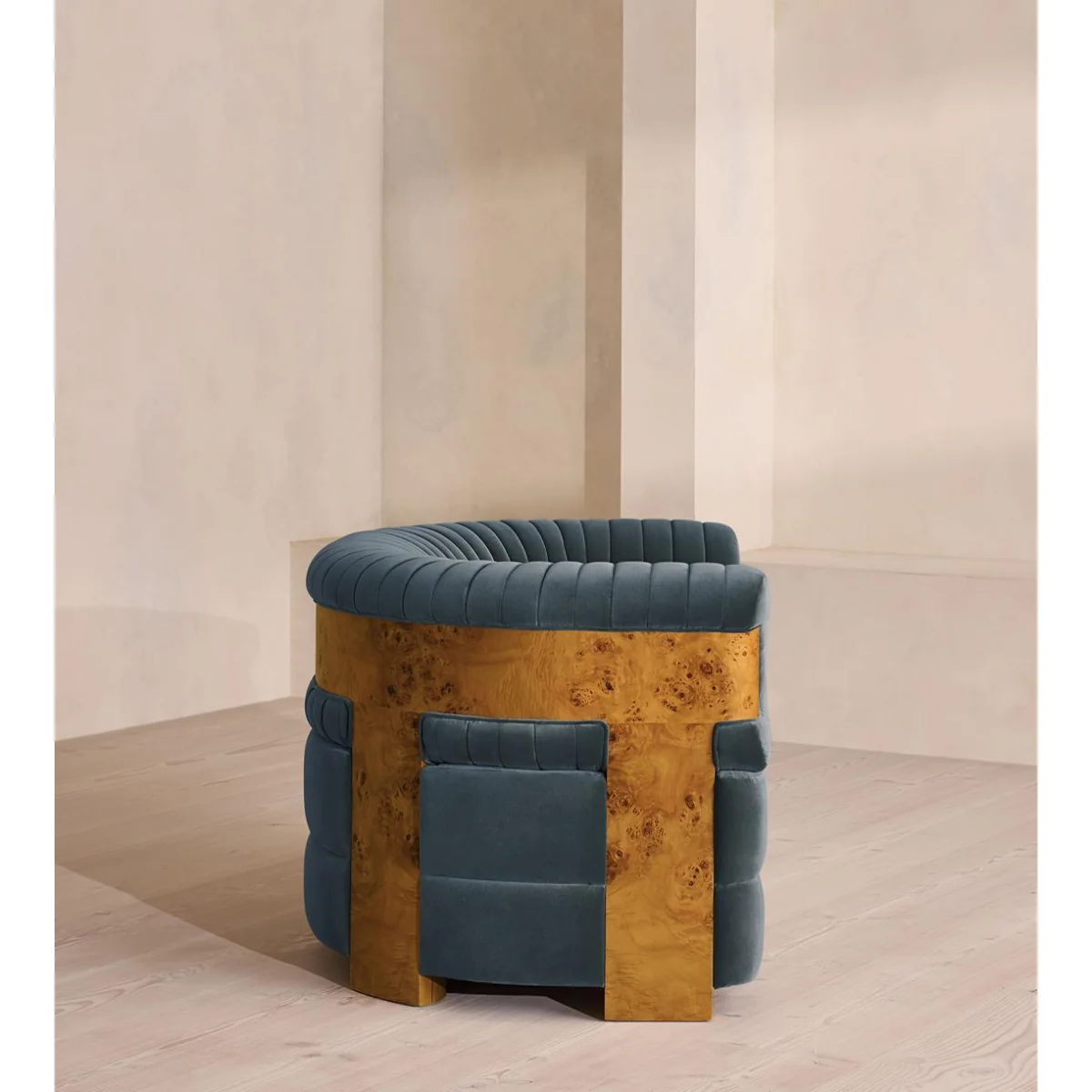 Caleb Armchair, Dark Burl, Velvet, Grey Blue, UK – image 4