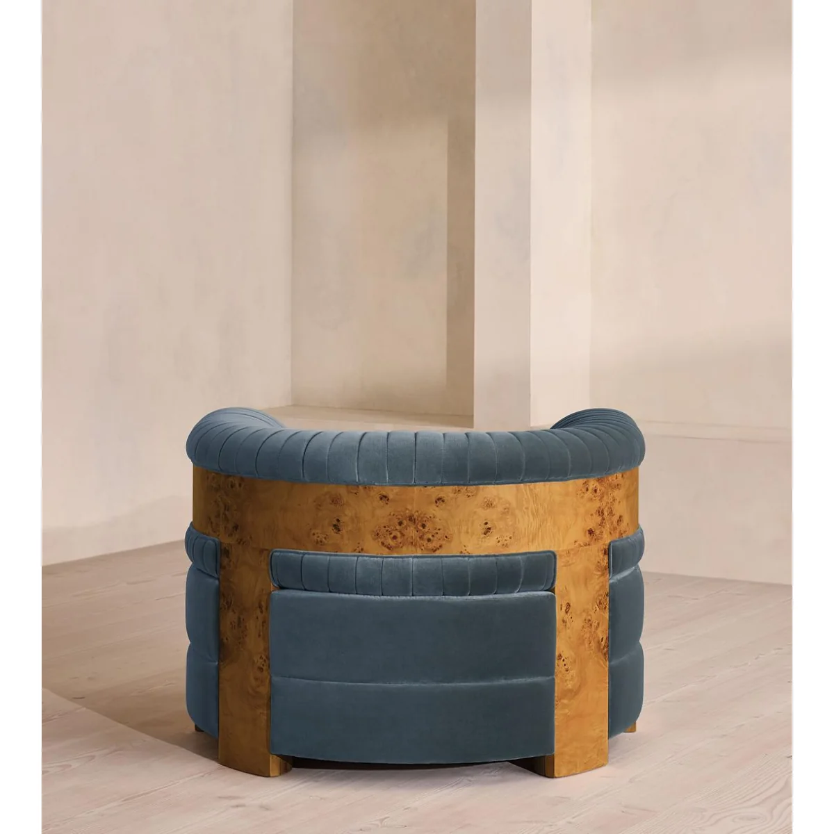 Caleb Armchair, Dark Burl, Velvet, Grey Blue, UK – image 5