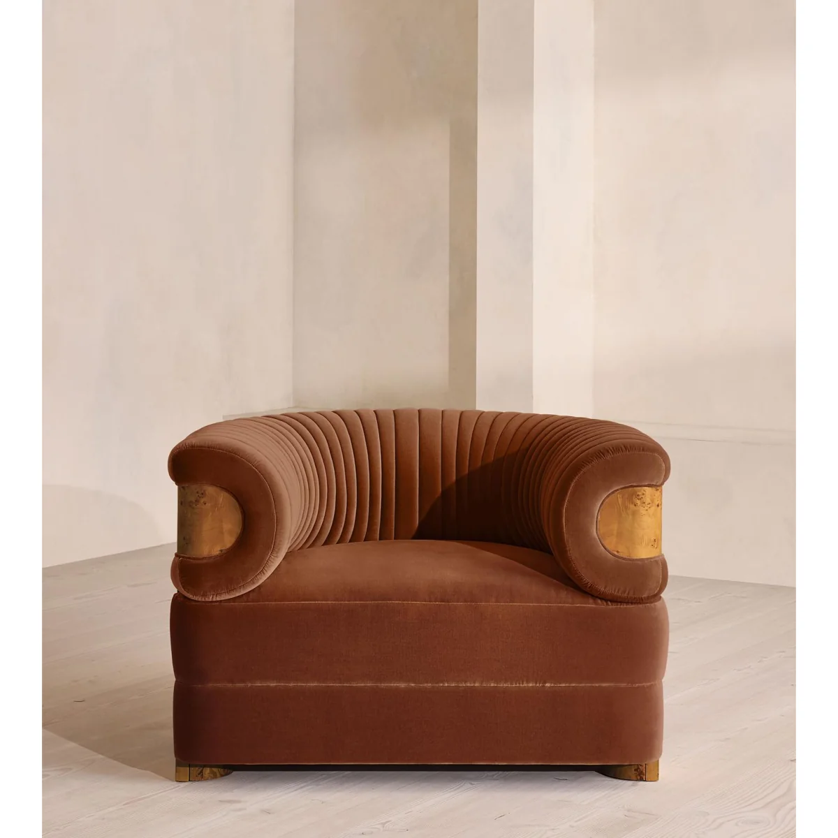 Caleb Armchair, Dark Burl, Velvet, Cinnamon, UK – image 3
