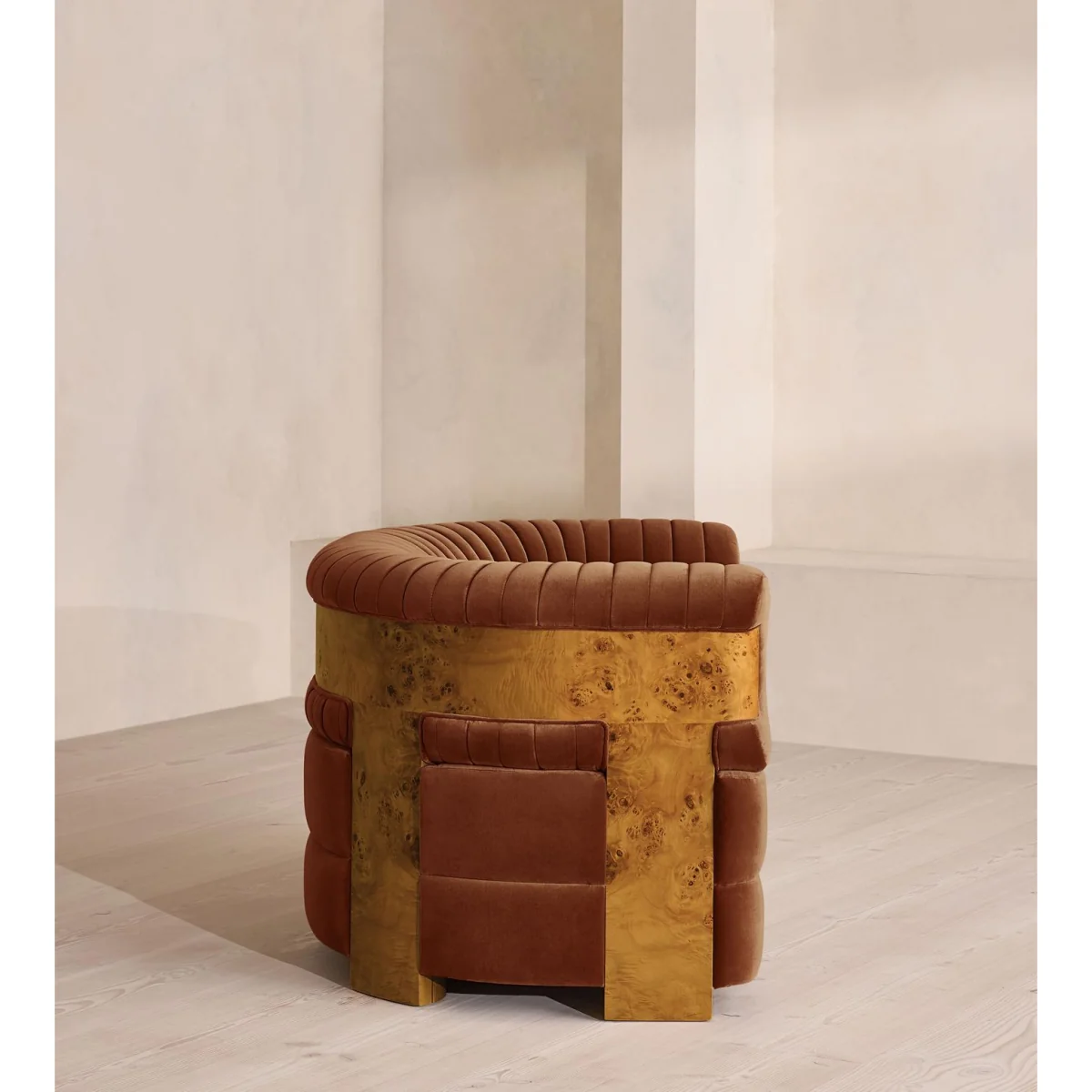 Caleb Armchair, Dark Burl, Velvet, Cinnamon, UK – image 4