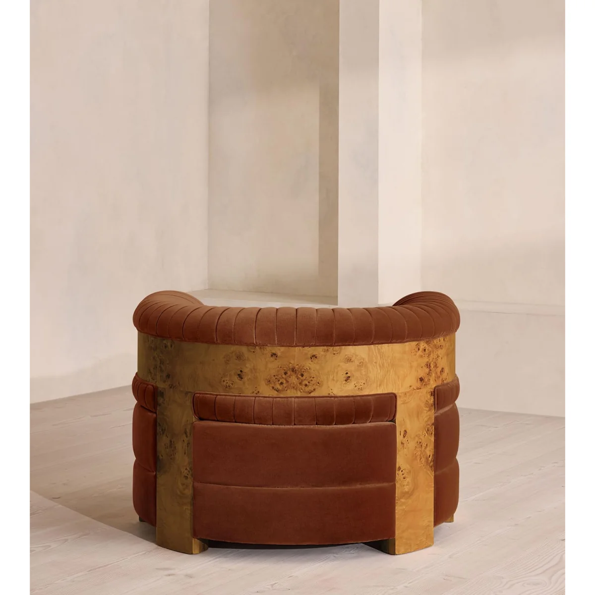 Caleb Armchair, Dark Burl, Velvet, Cinnamon, UK – image 5