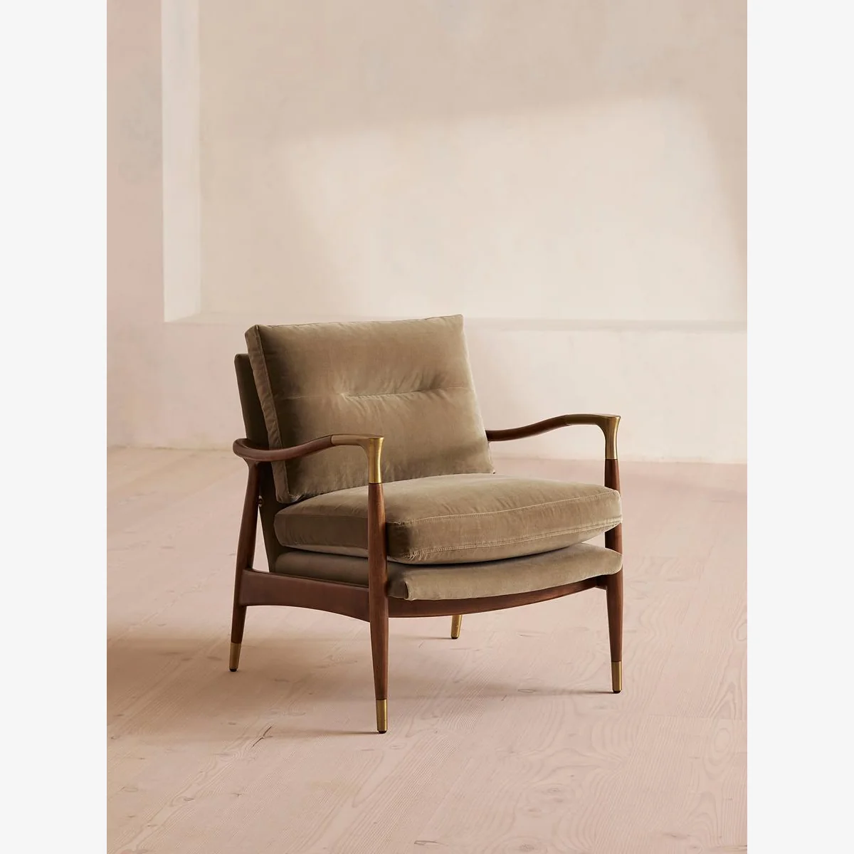 Theodore Armchair, Velvet, Truffle, UK – image 1