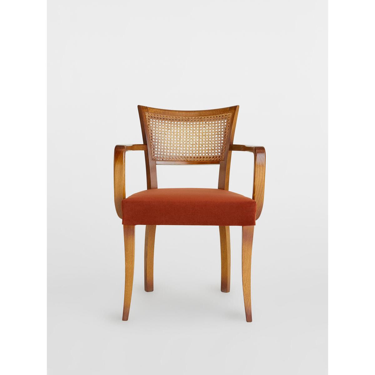 Molina Arm chair Cane Back Velvet, Umber UK – image 2