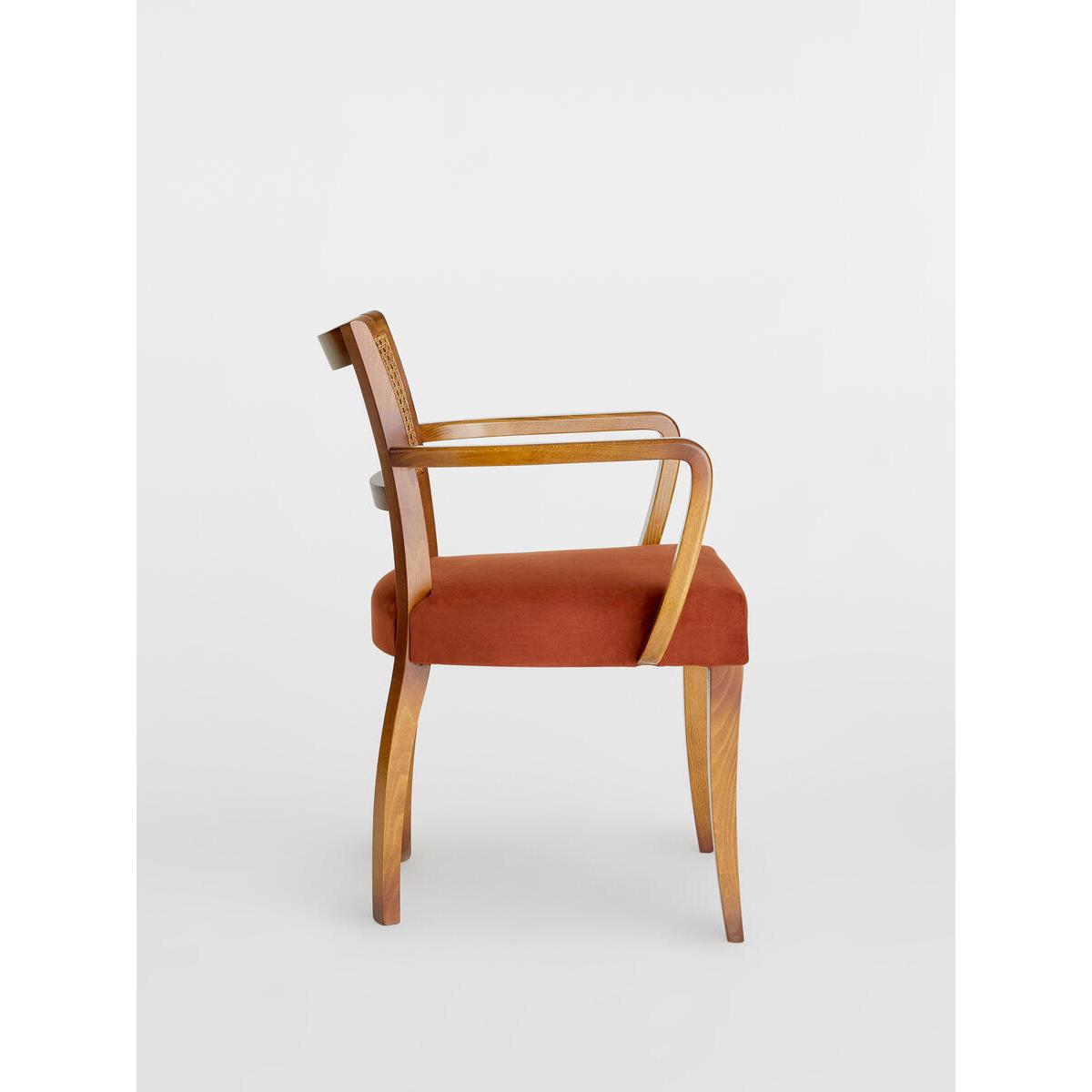 Molina Arm chair Cane Back Velvet, Umber UK – image 3