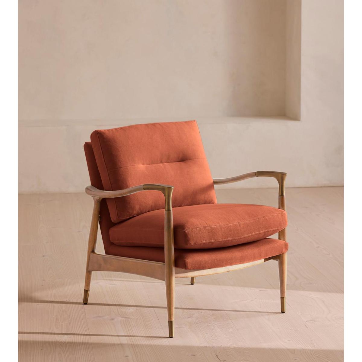 Theodore Oak Armchair, Linen, Antique Rose – image 2