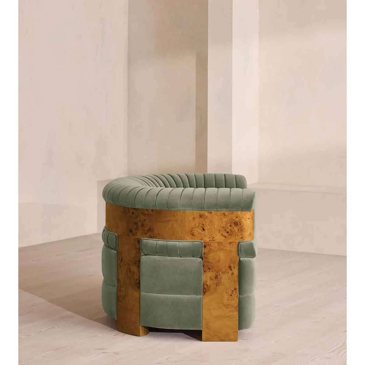 Caleb Armchair, Dark Burl, Velvet, Seafoam, UK – image 4