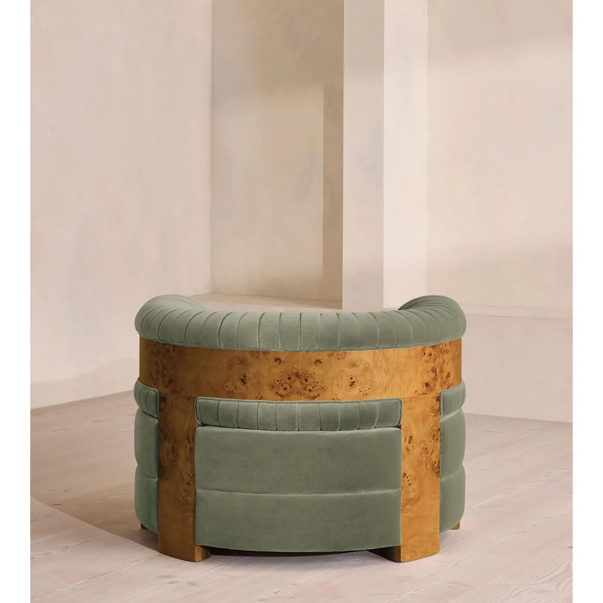 Caleb Armchair, Dark Burl, Velvet, Seafoam, UK – image 5